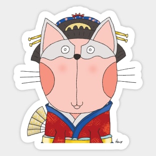 Geisha Cat In Kimono Sticker